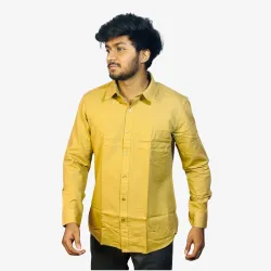 Men's Mustard Yellow Cotton Shirt – Full Sleeve Classic Fit Casual Button-Down Shirt